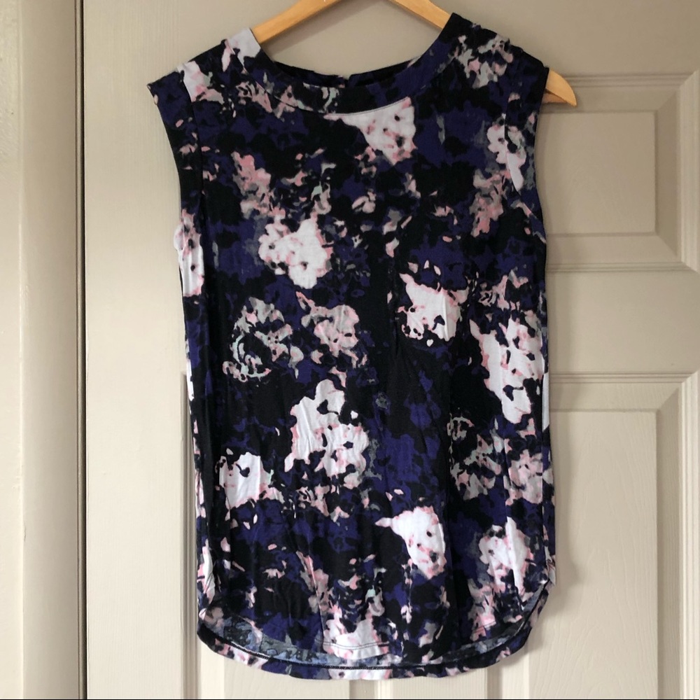 Blue and black business casual top